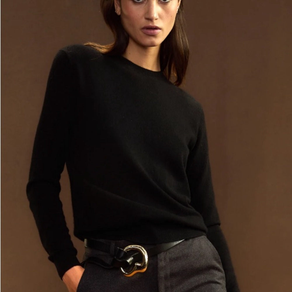 Cynthia Rowley Black Crewneck Long-Sleeve Sweater